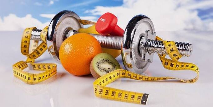 buah-buahan dan peralatan penurun berat badan